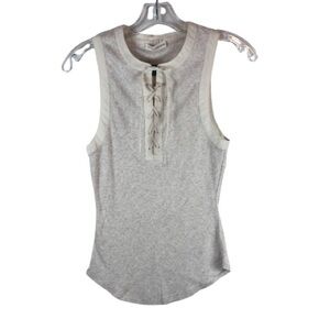 Ulla Johnson Evangeline Ivory Lace-Up Front Tank Top Sleeveless Ribbed Knit S